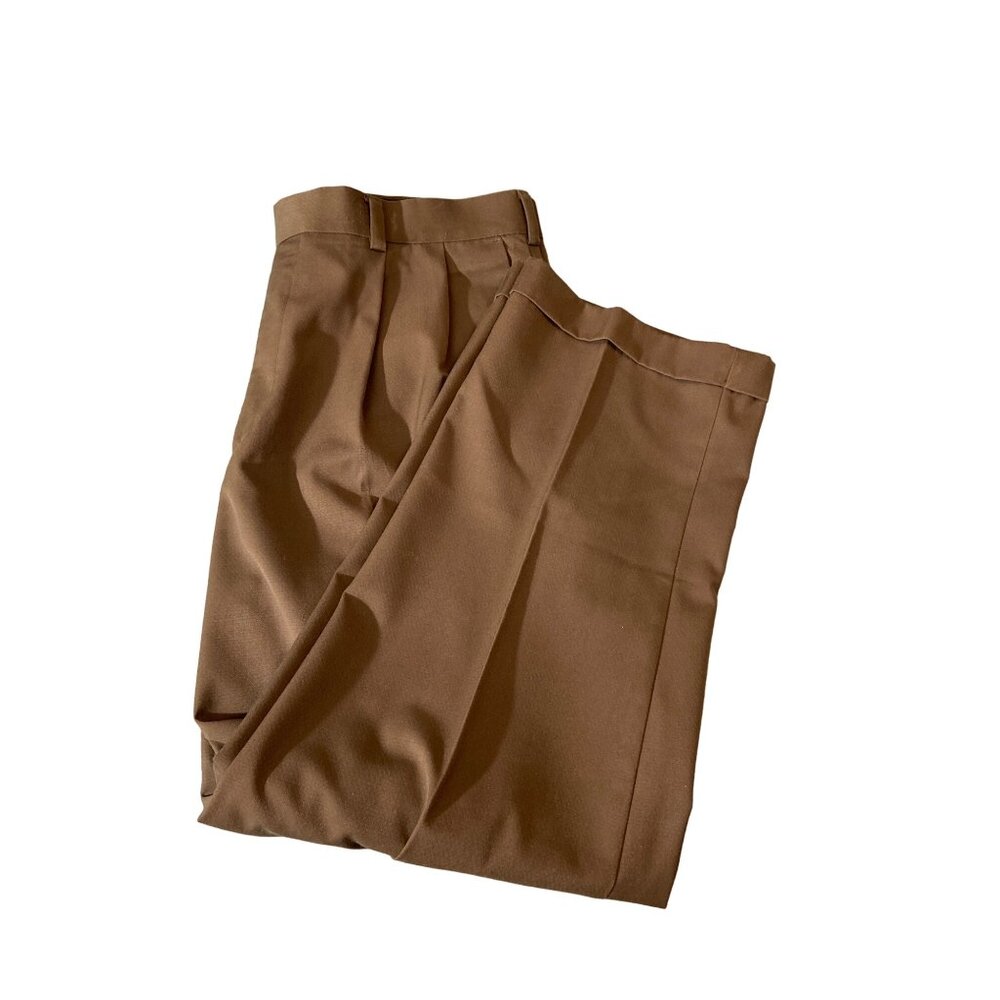 Mens Portfolio Mens Dress Pants 38 in 30 in Brown Pleated Cuffed Coprcore